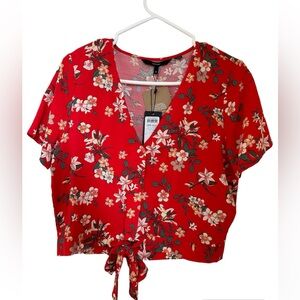 Simply Easy Floral-Print Tie-Front Top